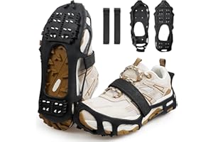 OROOTL Ramponi per Scarpe Ice Tacchetti Antiscivolo 24 Borchie Neve Ghiaccio Ramponi da Neve Grip di Trazione per Camminare, Fare jogging, Arrampicata, Escursionismo