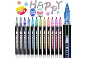 GOKINDOR Glitzerstifte Geschenke für Mädchen, 12 Outline Stifte Mitgebsel Kindergeburtstag, Mädchen Geschenke 4-12 Jahre, Magische Stifte für Scrapbooking Basteln Mädchen Filzstifte Kinder