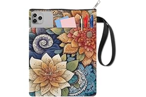 CRASPIRE Copertine per Libri Boho Custodia con Cerniera e Tasca Extra Motivo Mandala Floreale Bifacciale Lavabile in Tessuto per Quaderni con Copertina Rigida e Tascabile per Appassionati di Libri