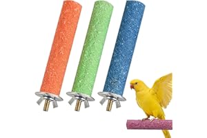 AFIODA 3 Pcs Parrot Perches 20cm, Colourful Bird Cage Perch Bars, Sanded Wood Perches for Parrot Budgie Parakeet Cockatiel Conure Lovebird, Paw & Nail Grinding Stand, Random Colours
