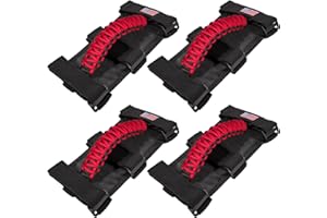 E-COWLBOY 4 x Überrollbügel Haltegriffe Griff für Jeep Wrangler YJ TJ JK JKU JL JLU Sport Sahara Freedom Rubicon Unlimited X Gladiator JT 1955-2024 UTV ATV Premium Paracord Innenzubehör US-Flagge (Rot)