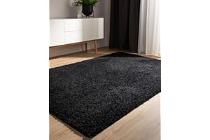 benuta Basic Alfombra Salon Pelo Largo Sohari salón - Negro 60x120 cm - Minimalista - Suave Lavable - Dormitorio, Pasillo, Comedor - Suelo Radiante