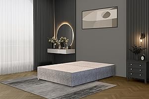 Bed Centre Tweed Grey Flexby Divan Bed Base – Upholstered Platform Frame | King (5FT) | Optional Headboard & Storage Drawers | Strong Timber Frame | UK Made