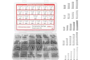BAVUNV 300 Stück Druckfedern Sortiment Kit, 23 Größen Federn Metall Spannfeder, 304 Edelstahl Kleine Federn Set Sprungfeder Set Kit mit Box für DIY Werkzeuge Geräte Handwerkzeuge Auto