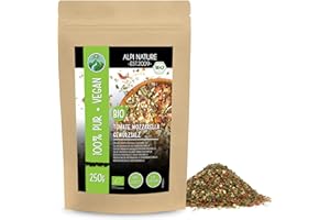 Épice tomate mozzarella biologique, mélange d'épices italiennes biologiques, ingrédients 100% naturels et biologiques, préparation d'épices pour pizza, salade, sans additifs artificiels (250 GR)