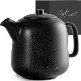 STEINZEIT Design Teapot (1.3 L) with 304 Stainless Steel Strainer - Ceramic Teapot with Unique Glaze and Removable Strainer -