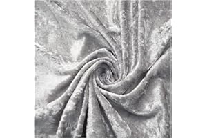 THEFABRICTRADE Crushed Velvet Fabric Craft Stretch Velour Material - Soft Furnishing & Craft Velour Fabric - 150cm Wide (Platinum Silver, 200cm x 150cm (79" x 60"))