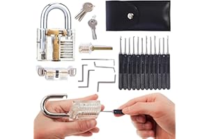 LOCK COWBOY Dietrich-Set 30-Teilig - 3 Transparenten Übungsschlössern, Kreditkartengroßes Türöffnungswerkzeug Set - Schlossöffner Werkzeug für Anfänger und Profis, Inklusive Anleitung