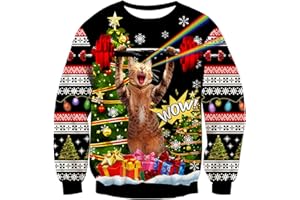 TUONROAD Unsiex Ugly Christmas Jumper Sweatshirts 3D Printed Long Sleeve Funny Xmas Elf Sweater S-3XL