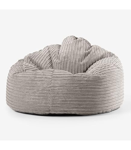 Lounge Pug, Klassieke Zitzak Stoel, Poef, Pompom Crème– Big Bertha
