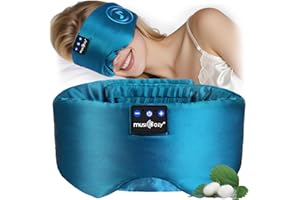 MUSICOZY Sleep Mask Headphones,100% Natural Mulberry Silk Eye Mask with Bluetooth Headphones for Luxury Sleep in Total Darkness,Perfect Headphone for Sleeping, Travel & Meditation,Insomnia
