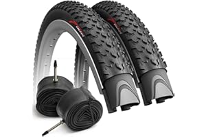 Fincci Durable 27.5 x 2.10 Mountain Bike Tyre with 27.5 Inner Tube Schrader/Presta Valve - Foldable Kevlar High Grip 54-584 27.5 MTB Tyres Lightweight, 30 TPI for Enduro, XC, Electric, Hybrid Bikes
