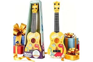 42 cm gitara dziecięca i instrumenty strunowe dla dzieci, gitara ukulele dla dzieci z 4 regulowanymi strunami (żółta)