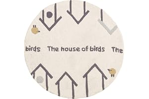 HAMID Alfombra Infantil Redonda, Alfombra Habitación Infantil 100% Lana, Alfombra para Niños Suave, Diseño Letras, 100x100cm