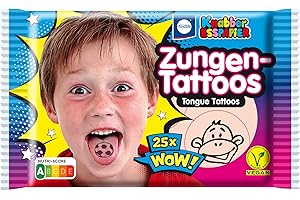 ATC HANDELS GMBH Tatuajes de lengua 25 piezas – una diversión divertida para cumpleaños infantiles, guarderías, fiestas infantiles