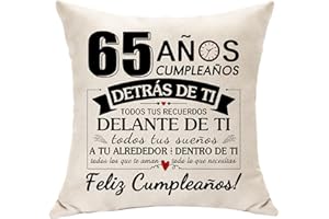 HASODEO 65 Años Regalos de Cumpleaños para Mujeres Hombres Cumpleaños Funda para Cojíne Decoración Feliz 65º Cumpleaños a Abuelos Tía Hermana Padres Amigos Fiesta Decoración Recuerdo (65 años)