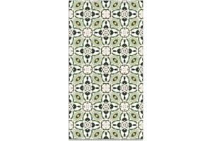 Panorama Alfombra Vinílica Cocina Baño - Modelo Baldosín Oriental Caleidoscopio Verde 80x250 cm - Varios tamaños - Decoración Hogar