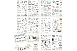 Magiho® Gästebuch Hochzeit, (266 Motive) Deutsche Hochzeit Saufkleber, Bullet Journal Zubehör, Sticker für Gästebuch oder Fotoalbum, Wunderschöne Aufkleber für Fotoalbum Hochzeit