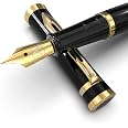 Abcsea Füllfederhalter Mit Kristallkappe – Elegante Schraubenkappe In Schwarz, Ideal Für Schule & Büro