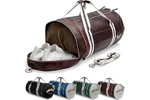Sac de Sport Nolim-it - Vintage - Simili Cuir - Sac bandoulière Homme - Pliable - Compartiment Chaussures - Sac Voyage Cabine - Résistant à l’Eau - 60x30x30cm - Medium 54L - Duffel Bag - Musculation