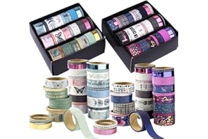 CRAFT SENSATIONS BY GRAFIX Craft Sensations Coffret de Rubans Washi Vintages 2 boîtes de 48 rouleaux | Ruban adhésif coloré décoratif pour Scrapbooking et Journal Personnel | Journal Deko | Paillettes pour travail manuel