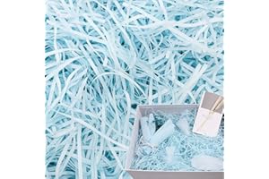 AERZOUSER Materiale di riempimento da 200 g, carta triturata per confezione regalo, materiale di riempimento per imballaggio, fornisce una buona protezione e decorazione per i regali (Azzurro cielo)