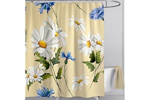 LIVETTY Shower Curtain Floral Shower Curtains 180x180cm Drop Fabric Bath Curtain for Bathroom Quick-Drying Kitchen Curtains Machine Washable with 12 Hooks-Multi-Color