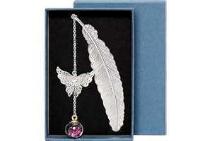 UpUDo Plumes Marque-pages en métal Signets pour cadeaux d’anniversaire Noël Saint-Valentin Écrivains Enseignants Amis Amateurs de livres Lecteurs Mères Enfants