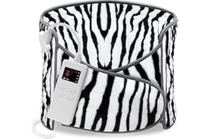 Heizkissen, STUOGYUM Elektrische Heizkissen mit Abschaltautomatik und Überhitzungsschutz, Wärmekissen 6 Temperaturstufen 4 Timing-Einstellung, für Rücken Nacken Schulter Füße Maschinenwaschbar-Zebra