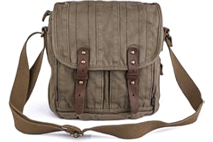 GOOTIUM Vintage Canvas Shoulder Bag Men’s Messenger Bag Cross Body Satchel, Army Green