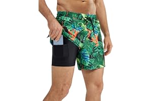 QAYMZUMD Mens Swimming Shorts Quick Dry，Men's Swimming Trunks 2 in 1 Shorts Mens Board Shorts Dry Fit Beach Shorts for UK Man with Compression Liner Training Shorts Men Waterproof Shorts S-3XL