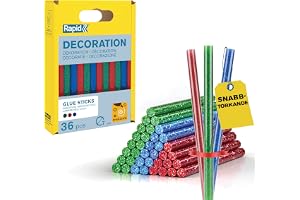 Rapid Limstavar Ø7 mm, Glitter Grön/Röd/Blå, 90 mm, 36 st | 115 g per förpackning, korta stavar för snabbt färgbyte, glitter