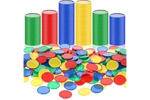 Skylety 400 Pieces Plastic Poker Chips 4 Colors 1 Inch Small Learning Counters Blank Chips Card for Game Play Counting Learning Math Reward(Red, Blue, Green, Yellow)