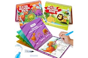 hapray 2 Pack Magic Water Colouring Books for Toddlers, Dinosaur & Animal Reusable Doodle Pads, Mess-Free Art Toys for Kids Age 2-4, Educational Travel Activity Book for Boys & Girls 3 2 1+