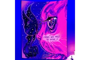 HYSENM Blacklight Cat Tapestry 150x200CM Colorful Butterfly Trippy Wall Poster Neon Trippy Wall Hanging for Bedroom Dorm Living Room