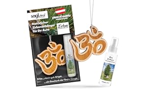 ‎SAGL.TIROL HOLZMANUFAKTUR sagl.tirol Auto Duft aus Zirben Holz [100% Bio] inkl. Zirben Raum Parfüm 5ml I verschiedene Motive I natürlicher Auto Duftbaum I Auto Duft Innenraum I Auto Lufterfrischer I Autoduft I Indisches Om