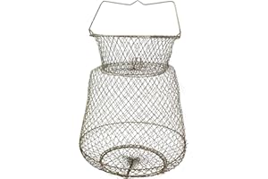 BPS FISH BPS Canasta de Red de Pesca Cangrejo de Alambre Grande Malla para Anguilas Acero Portátil con Jaula de Mango Cesta Redonda de Metal