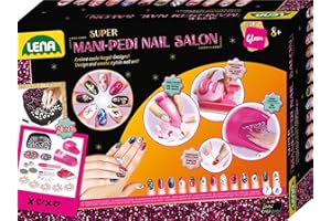 Lena 42654 Mani-Pedi Nail Salon Nagelstudio Kinder Kreativset für Mädchen ab 8 Jahren - Nagelset für stylische Nail Art inkl. Nagelformer, Nagel-Design-Drucker, Strass & Nageltrockner