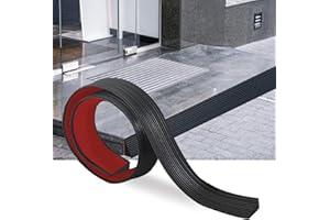 LANZLC Rampe de seuil de porte - 100 x 5,5 x 1,6 cm - Rampe de seuil en caoutchouc - En silicone - Découpable - Profilé de transition autocollant pour portes, allées, salle de bain
