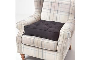 HOMESCAPES Black Armchair Booster Cushion Large Firm 50 cm Square Seat Pad with Supportive 10 cm Thick Lift Luxury Soft Touch Faux Suede Cushion For The Elderly, Post-Operative and Pregnancy