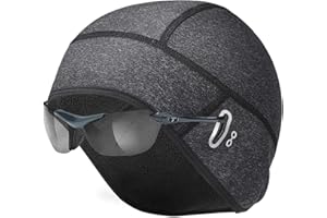 Amzkoi Bonnet de Cyclisme, Bonnet sous Casque Calotte de Cyclisme Bonnet Running d'hiver, Bonnet Extensible en Polaire Thermique Coupe-Vent, Adapté à la Course, Vélo, Ski, Moto, Randonnée, Extérieur