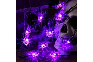 BrizLabs łańcuch świetlny z pająkiem na Halloween, 30 diod LED, fioletowy, zasilany bateriami, oświetlenie wewnętrzne 3D, na Boże Narodzenie, do domu, wejścia, kominka, na wesele, imprezę, dożynki, Święto Dziękczynienia, dekoracja