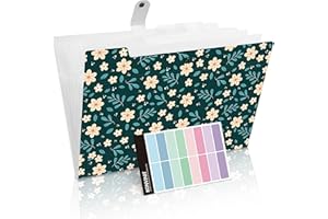 KONVINIT Cartelline Portadocumenti A4 Modello floreale Cartella Espandibile Documenti Organizer Cartella Portadocumenti con 6 tasche Capacità elevata Folder Documenti per l'ufficio scolastico