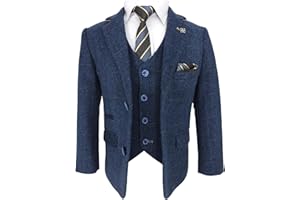 SIRRI Cavani Boys Wool Blend Suit Herringbone Check Tweed Set