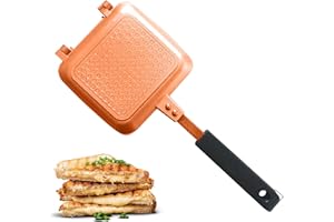 Jean-Patrique Stovetop Toastie Maker - Copper Ceramic Panini Press - Non-Stick Grilled Cheese Maker - Toasted Sandwich Maker for Indoors and Outdoors - Durable Panini Grill Press Sandwich Maker