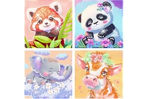 MUPMOD 4 Pack Diamond Art Kits for Kids - Arts and Crafts for Ages 8-12 - Full Drill Gem Painting, 5D Mini Art, for Home Wall Decor 6x6 Inch