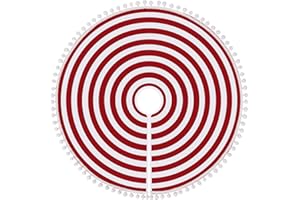MACTING Christmas Tree Blanket, 76 cm Christmas Tree Blanket, Red and White Christmas Tree Skirt, Round, Striped Christmas Tree Blanket, Lollipop Cover for Christmas Tree Stand, Christmas Decoration