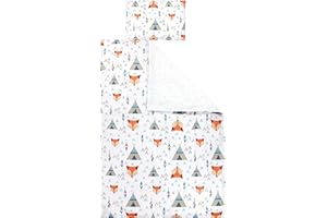 TupTam Set di Biancheria da Letto per Bambini Ragazzi Ragazze 2 Elementi, Volpi con tende, 120x90 cm