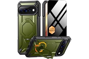 Tongate för Pixel 11 Pro fodral med 360° spin magnetiskt stativ, grön | Kompatibel med MagSafe, med integritetsskydd, halkfri, militärklassskydd för Google Pixel 11 Pro fodral