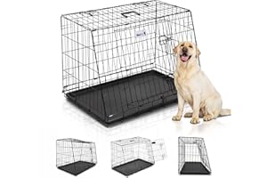 MaxxPet Cage pour Chien - Chenils - Caisse Chien - Pliable en Métal - 2 Portes - Incluant Plaid de Luxe - 78x47x55 cm - Noir
